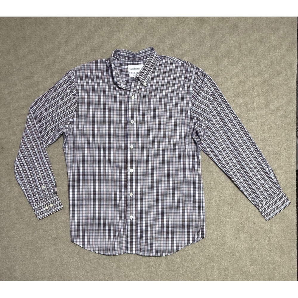 Saddlebred Shirt Mens Medium Plaid Button Down Classic Fit Long‎ Sleeve